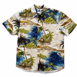 Kennington California‎ Vintage Y2K Mens Hawaiian Shirt Tropical Palm Print Large
